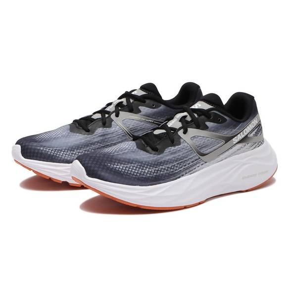 NEW SALOMON men's aero glide running shoes in black/alloy/coral gold